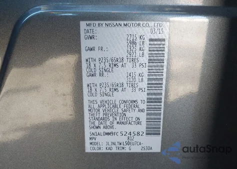 2015 Infiniti Qx60 from USA, damaged, VIN 5N1AL0MM9FC524582